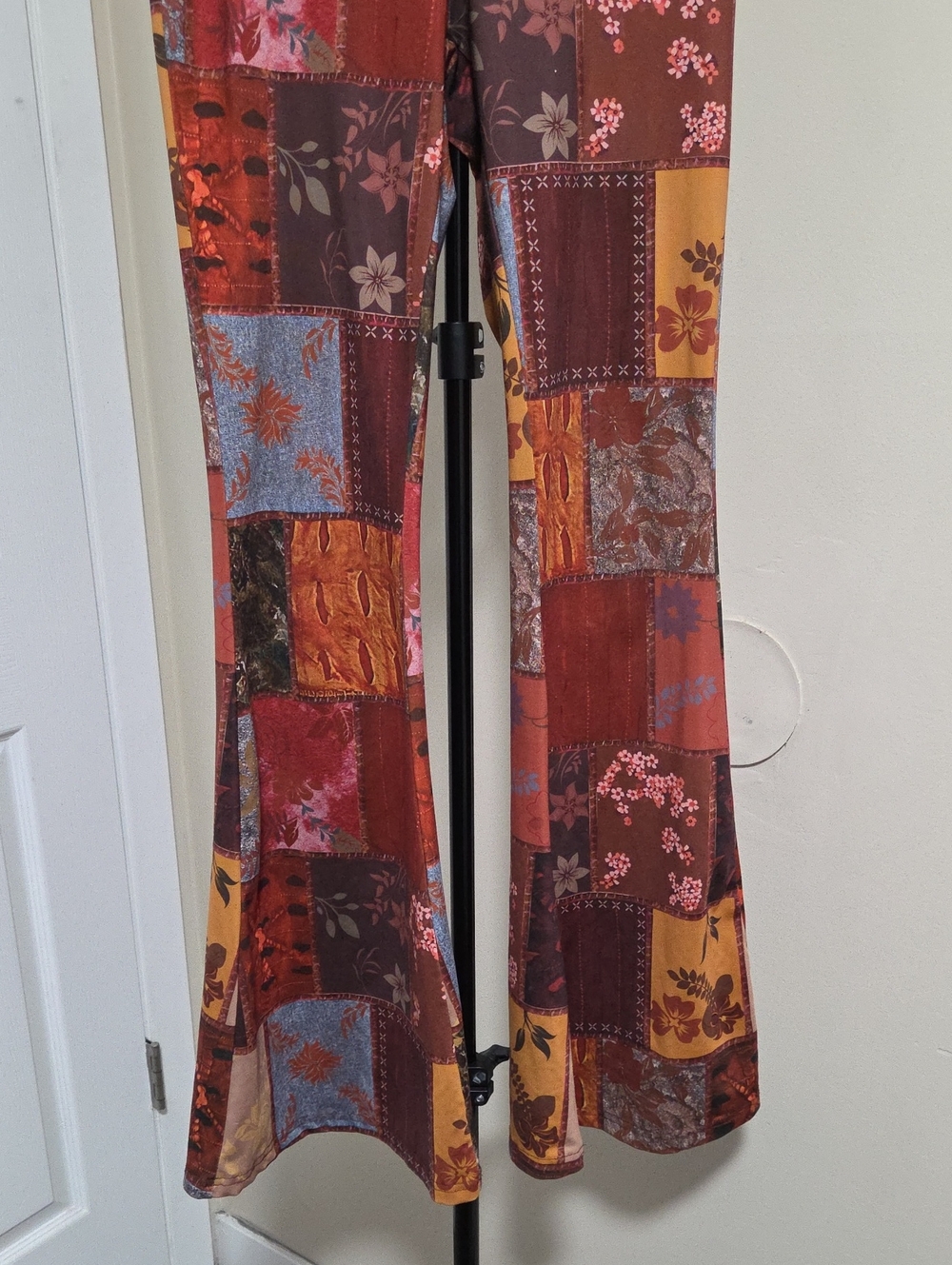 ROMWE Rust Multi Patchwork Flare Pants - Picture 3 of 6